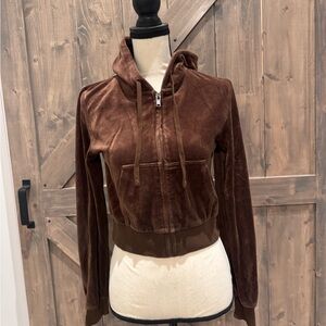 Brown Velvet Women's Zip Up